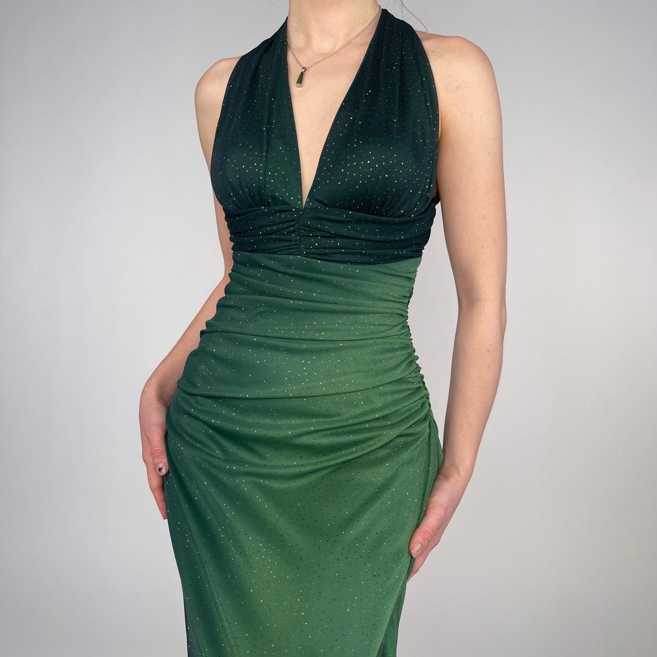 Green Gradient Sparkling Fairy Retro Long Chiffon Bodycon Slim Formal Prom Dress Evening Dress Birthday Party Dress Graduation Prom Dress gh3892