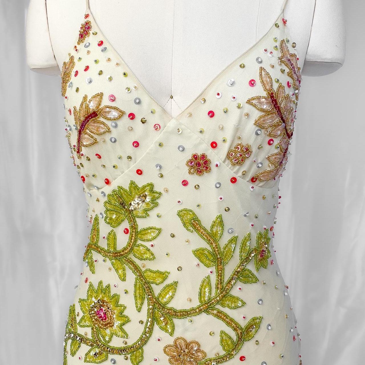 White gorgeous exquisite colorful floral beaded long chiffon Prom dress evening dress party dress gh5094