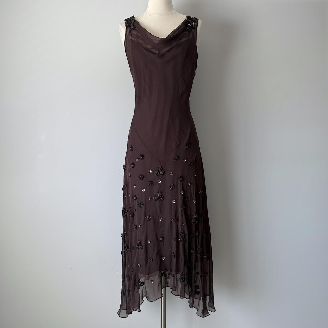 Brown Vintage Gorgeous Elegant Exquisite Floral Beading Long Chiffon Homecoming Dress Prom Dress Evening Dress Party Dress gh4124