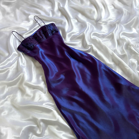 ridescent deep purple and blue glossy sparkly stunning stunning unique stylish beautiful elegant delicate floral long satin ball gown evening dress birthday party dress prom dress gh3917