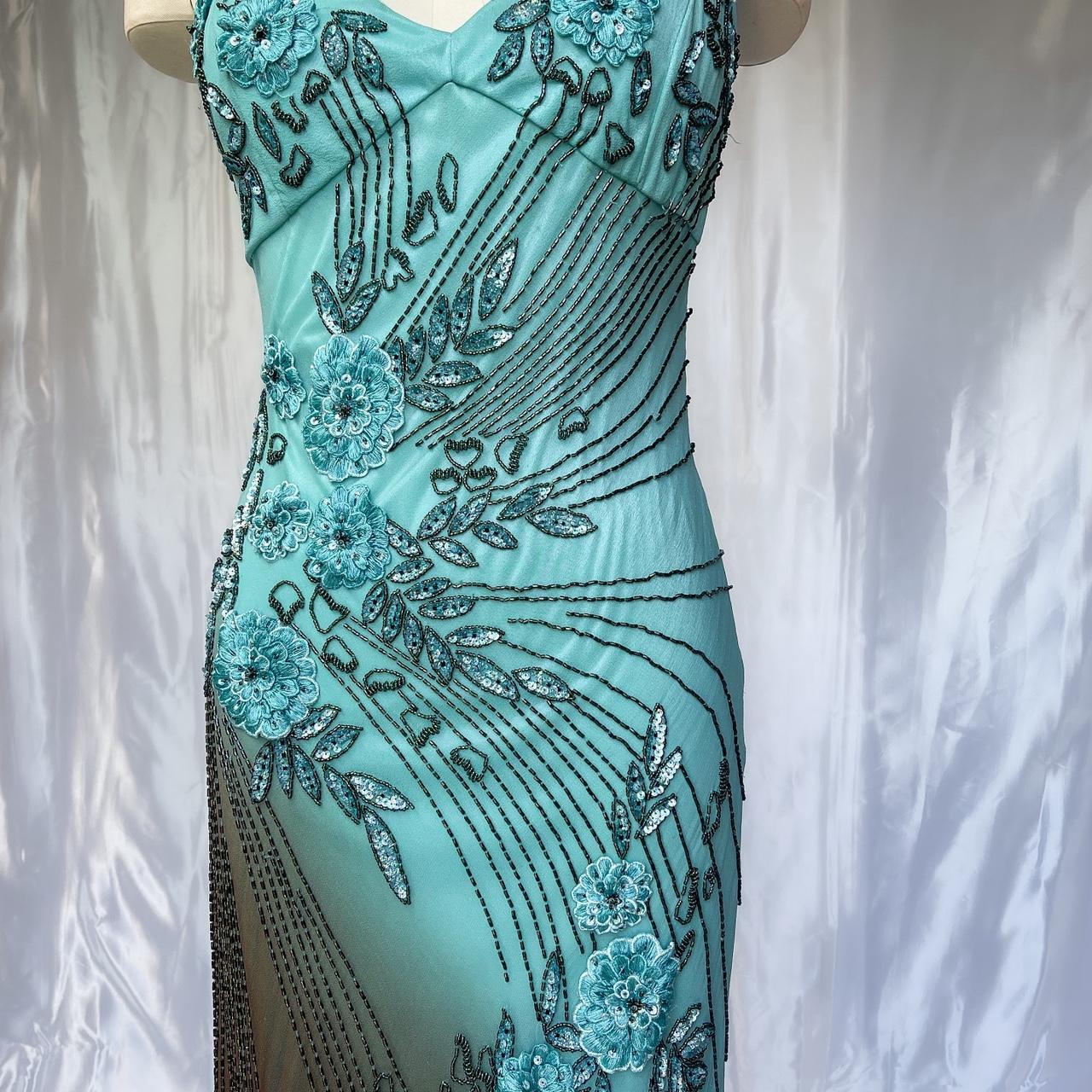 Blue gorgeous exquisite floral beaded long chiffon Prom dress evening dress party dress gh5093