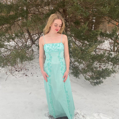 Green Gorgeous Sparkly Elegant Delicate Beaded Spaghetti Strap Long Tulle Chiffon Ball Gown Evening Gown Party Dress Prom Gown gh3738