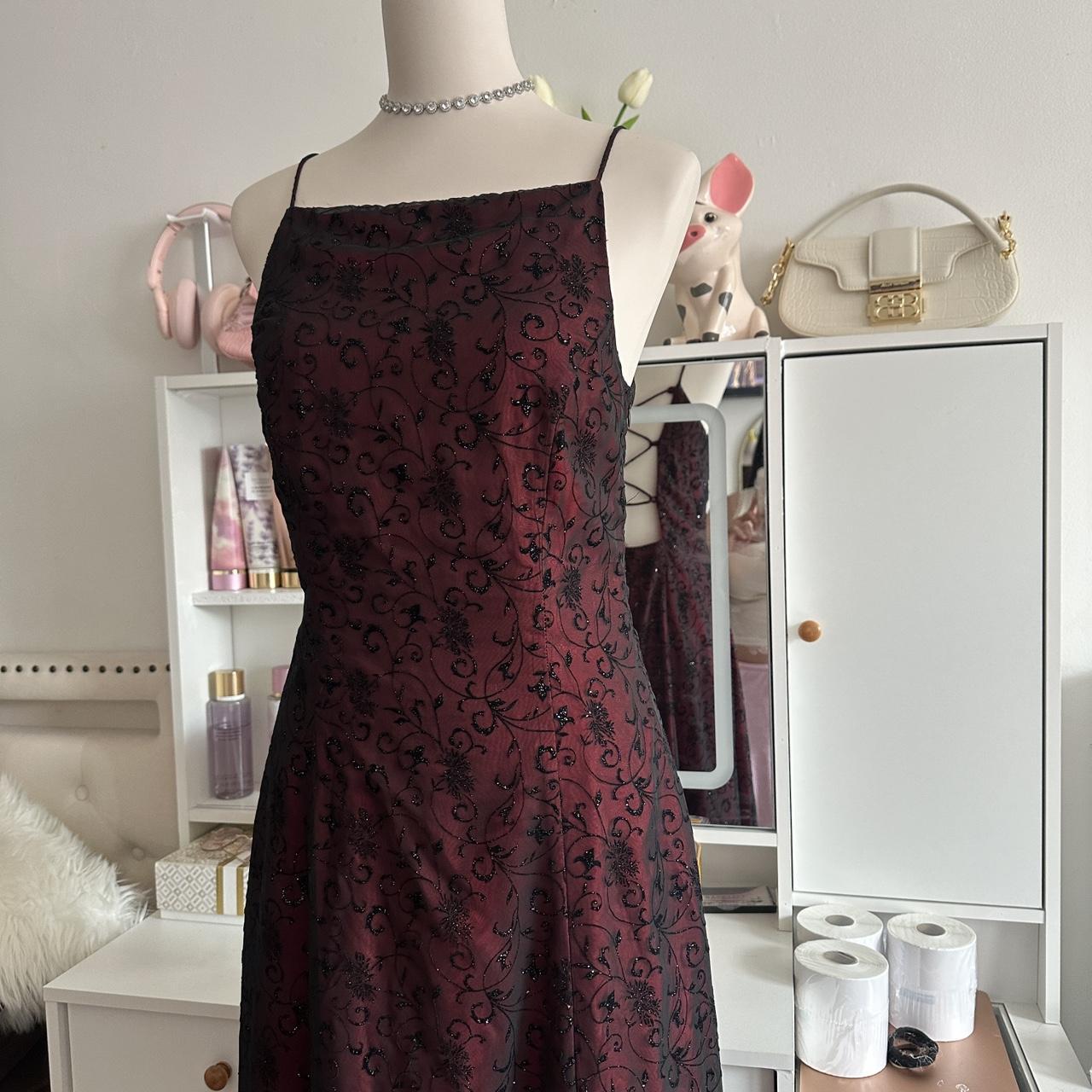 __Red Black Crimson Dress Retro Fashion Stunning Elegant Exquisite Long Tulle Gothic Ball Gown Evening Gown Birthday Party Gown Prom Gown Graduation Gown gh3883