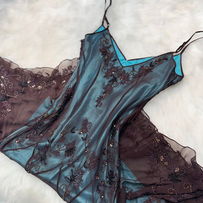 Turquoise Gorgeous Vintage Exquisite Beading Spaghetti Strap Long/Short Chiffon Ball Gown Evening Gown Party Dress Homecoming Dress gh3333