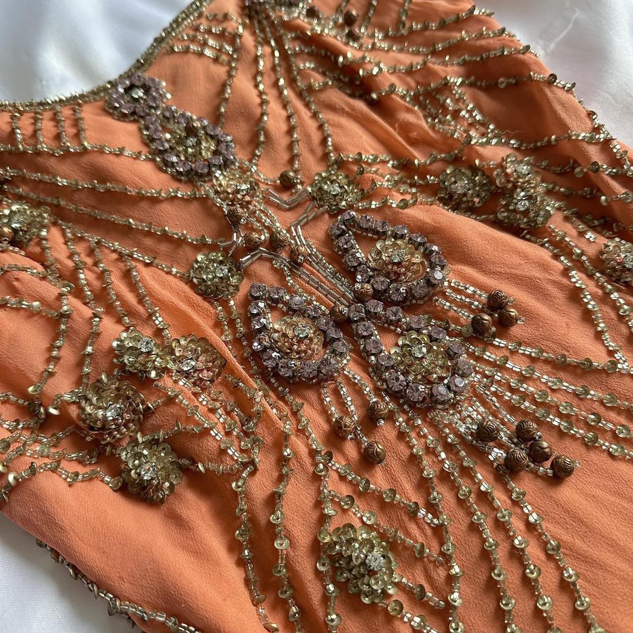 Fantasy Orange Coral Elegant Exquisite Gem Beaded Long Chiffon Ball Gown Evening Dress Party Dress Prom Dress gh3747