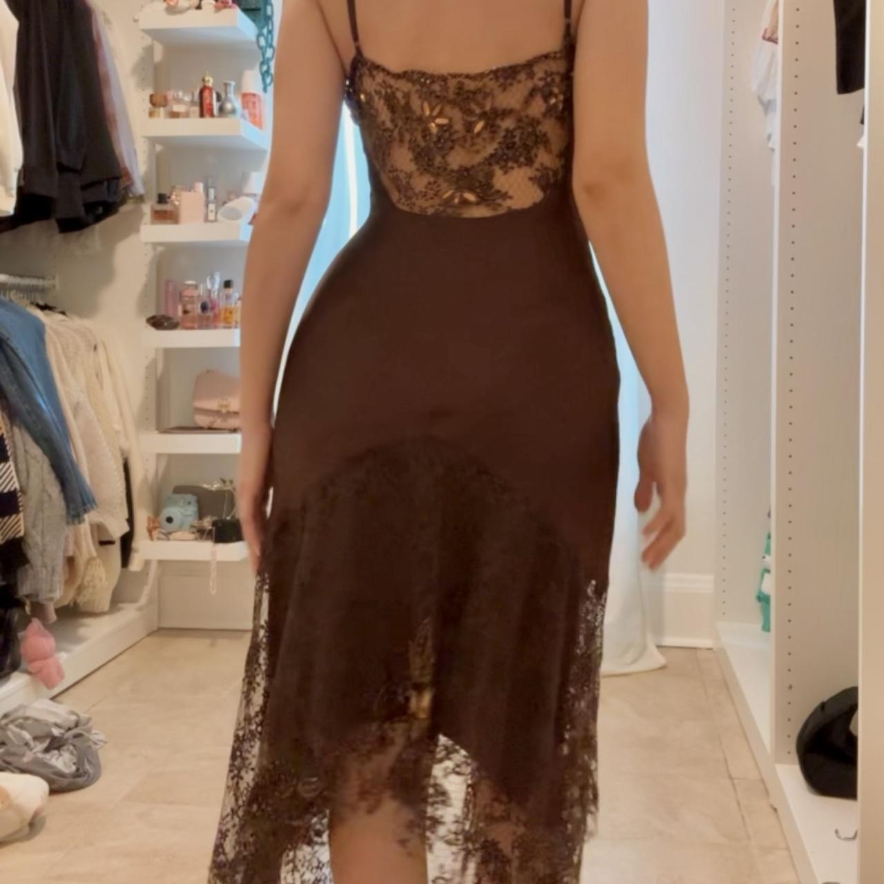 _Brown Black Unique Vintage Gorgeous Elegant Exquisite Beaded Spaghetti Straps Long/Short Tulle Lace Homecoming Dress Prom Dress Birthday Party Dress Evening Dress Ball Dress Holiday Date Night Dress gh4107