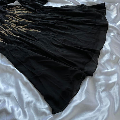 Black Gorgeous Delicate Gold Beaded Rhinestone Spaghetti Straps Long chiffon Ball Gown Evening Gown Party Dress Prom Gown gh3866