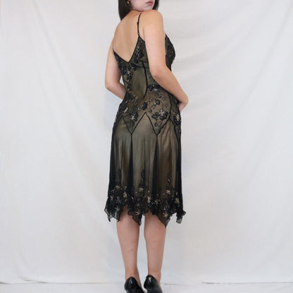 Brown Beaded Vintage Y2K Fairy Short/Mid-Length Tea Length Chiffon Homecoming Dress Birthday Party Dress gh5090