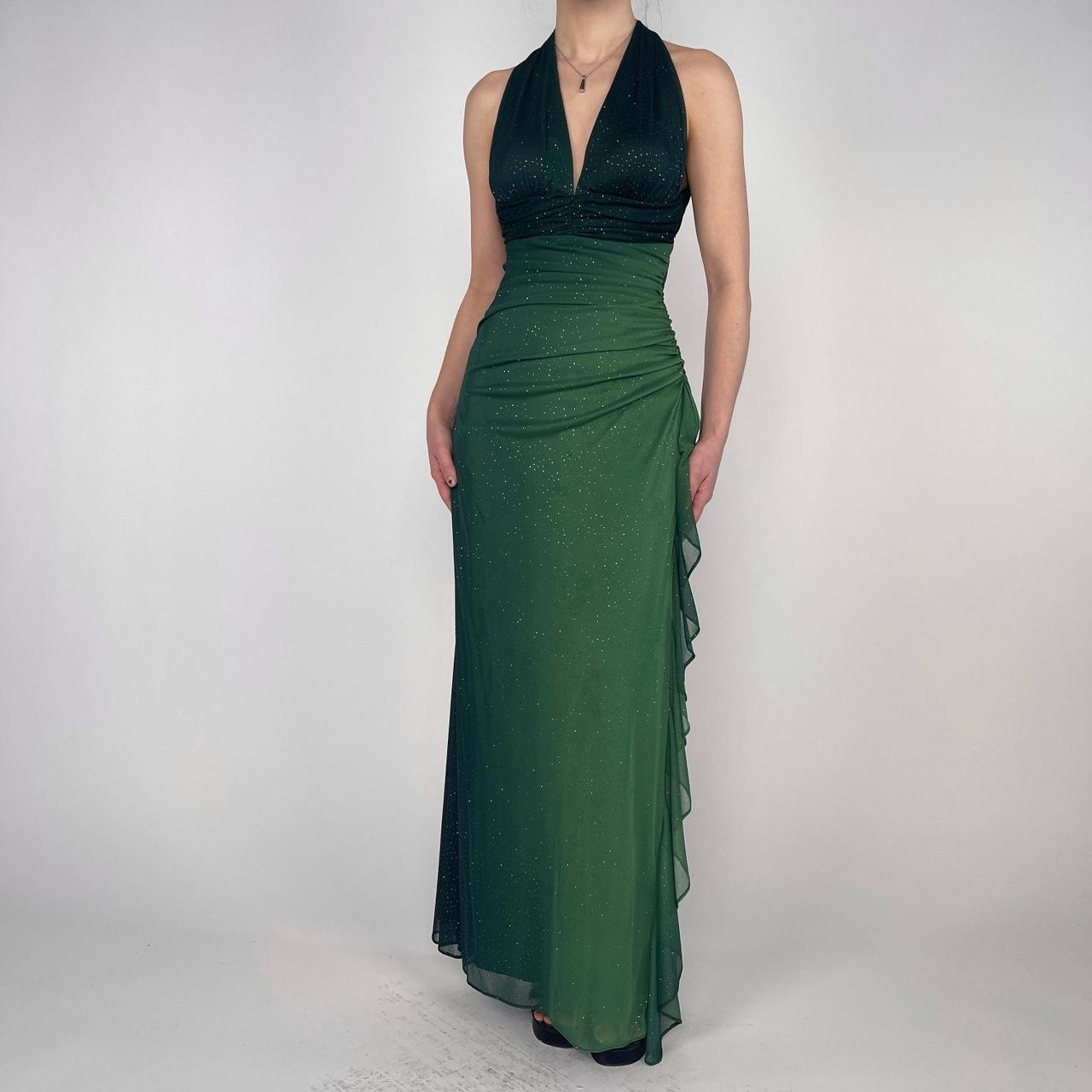 Green Gradient Sparkling Fairy Retro Long Chiffon Bodycon Slim Formal Prom Dress Evening Dress Birthday Party Dress Graduation Prom Dress gh3892