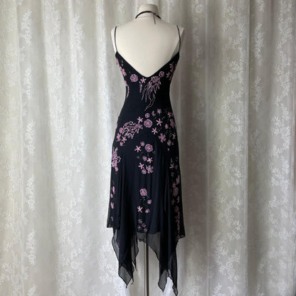 Black Pink Floral Beaded Formal Prom Dress Chiffon Long/Short Homecoming Dress Party Dress gh4620