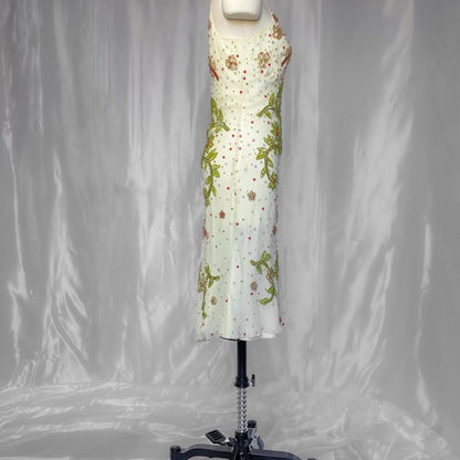 White gorgeous exquisite colorful floral beaded long chiffon Prom dress evening dress party dress gh5094