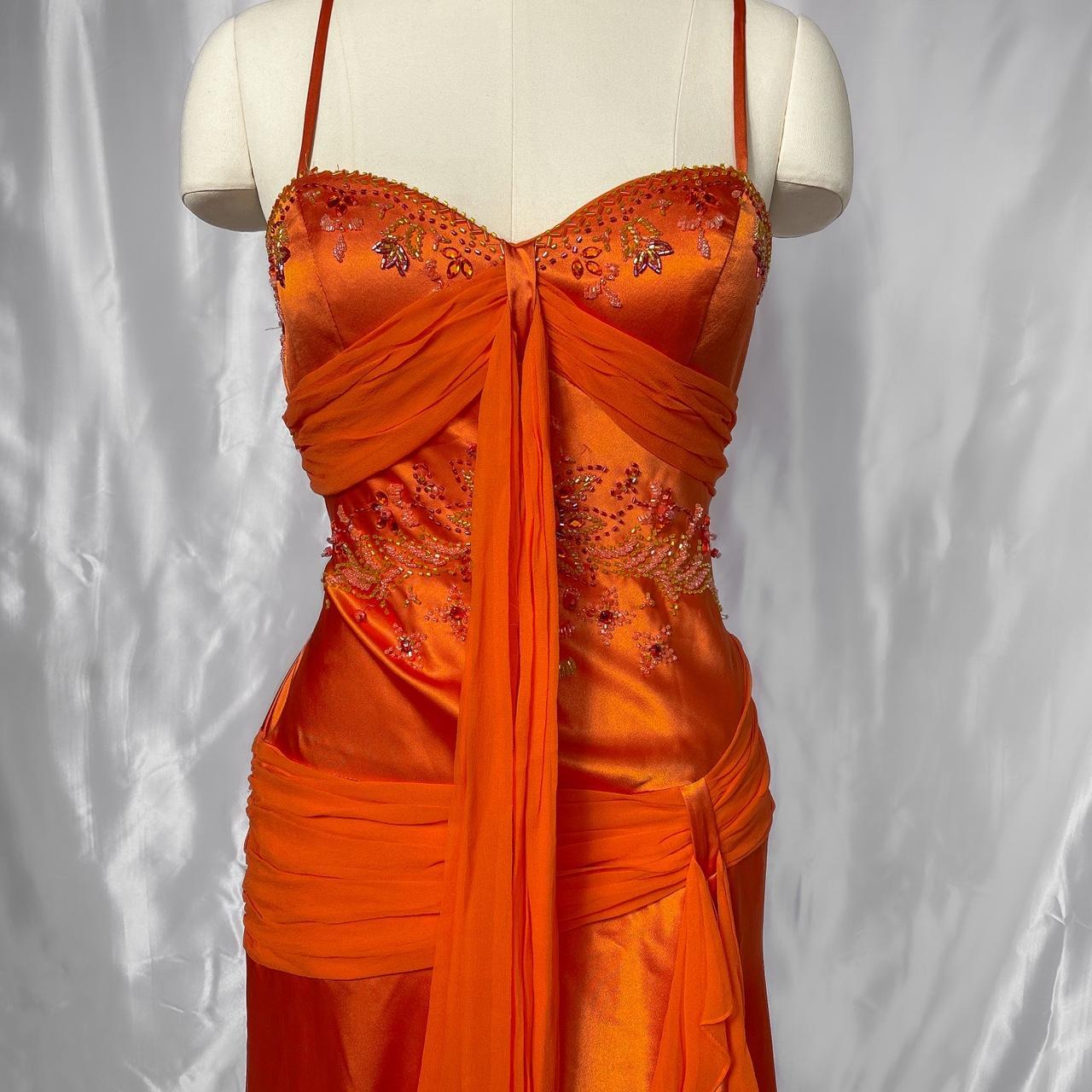 Orange Exquisite Beaded Long Satin Prom dress Evening Dress Party Dress gh5091
