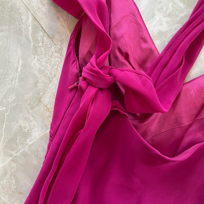 Purple Magenta Fashion Elegant Pleated Corset Midi Short Mini Asymmetric Chiffon Ruffle Homecoming Dress Prom Dress Evening Dress Party Dress Dance Dress gh3812