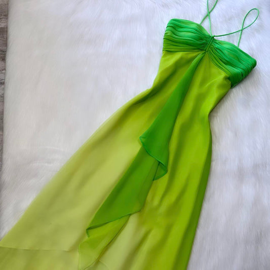 Green Fashion gradient Elegant Fairy Refreshing Long Chiffon Ball Dress Evening Dress Seaside Vacation Birthday Party Dress Ball Dress gh3757