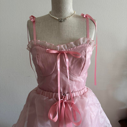 Pink Cascading Ruffle Dress Sweet Elegant Cute Short/Long Spaghetti Strap Satin Tulle Homecoming Dress Prom Dress Evening Dress Party Dress gh4178