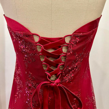 Red and black shiny fashion retro elegant exquisite floral corset long chiffon tulle ball gown evening dress party dress prom dress gh3713
