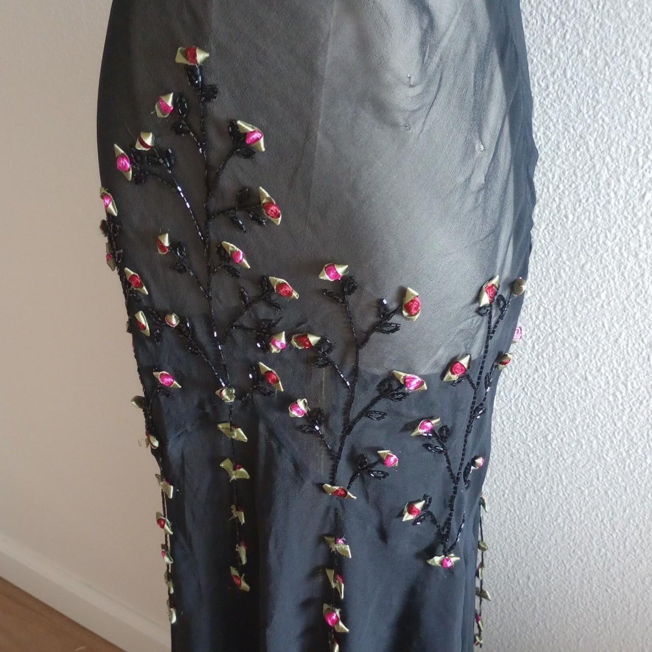 Black stylish elegant pink delicate floral beaded spaghetti strap chiffon prom dress evening dress party dress gh3568