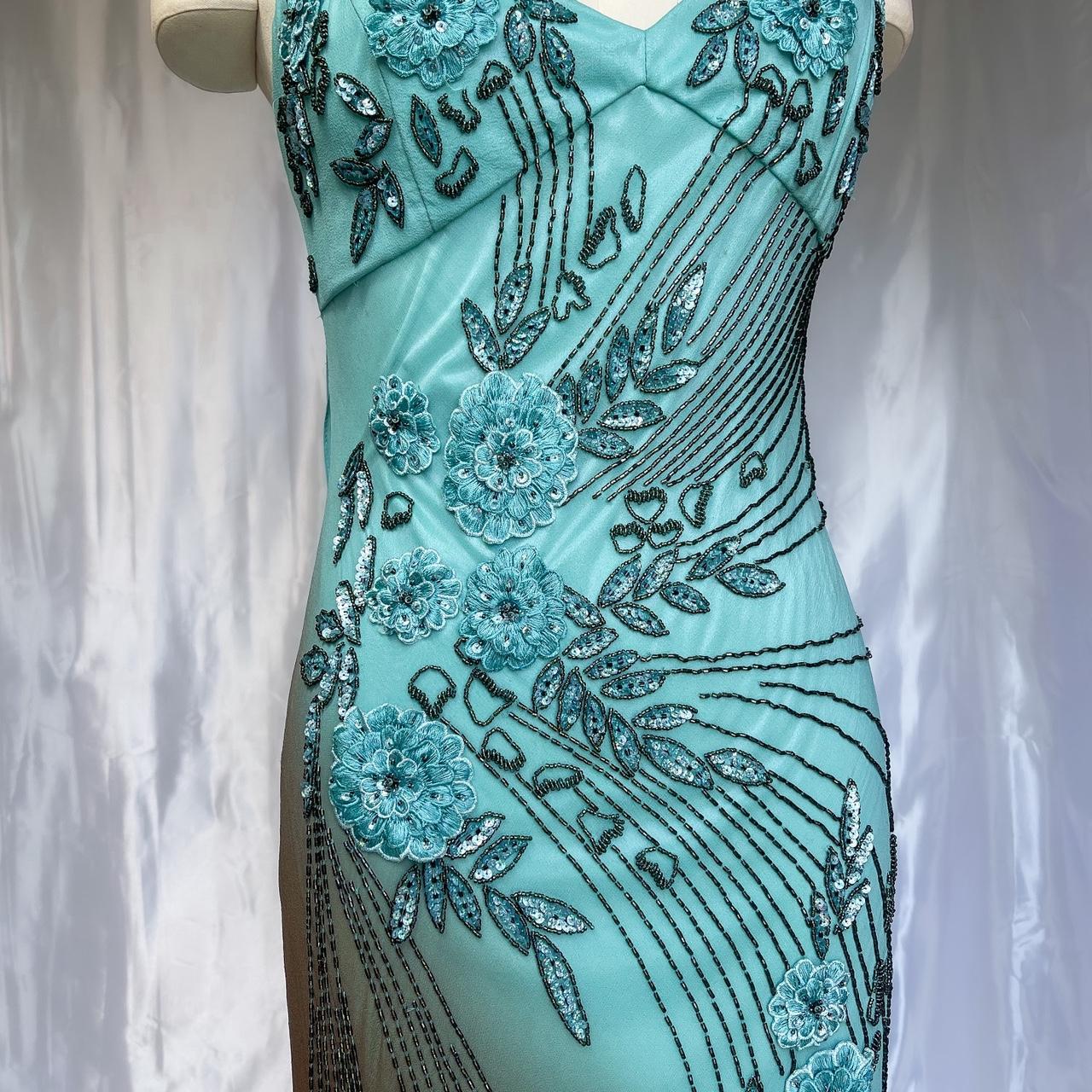 Blue gorgeous exquisite floral beaded long chiffon Prom dress evening dress party dress gh5093