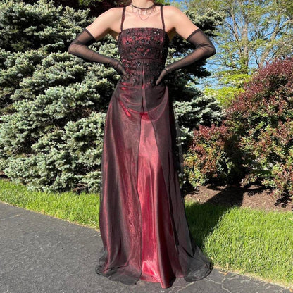 Burgundy Sparkling Vintage Elegant Stunning Exquisite Beaded Long Tulle Satin Ball Gown Evening Gown Party Dress Prom Gown gh3898