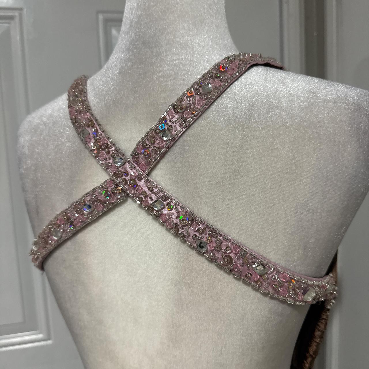 Brown Beaded Elegant Long Satin V Neck Ball Gown Evening Dress Party Dress gh4568