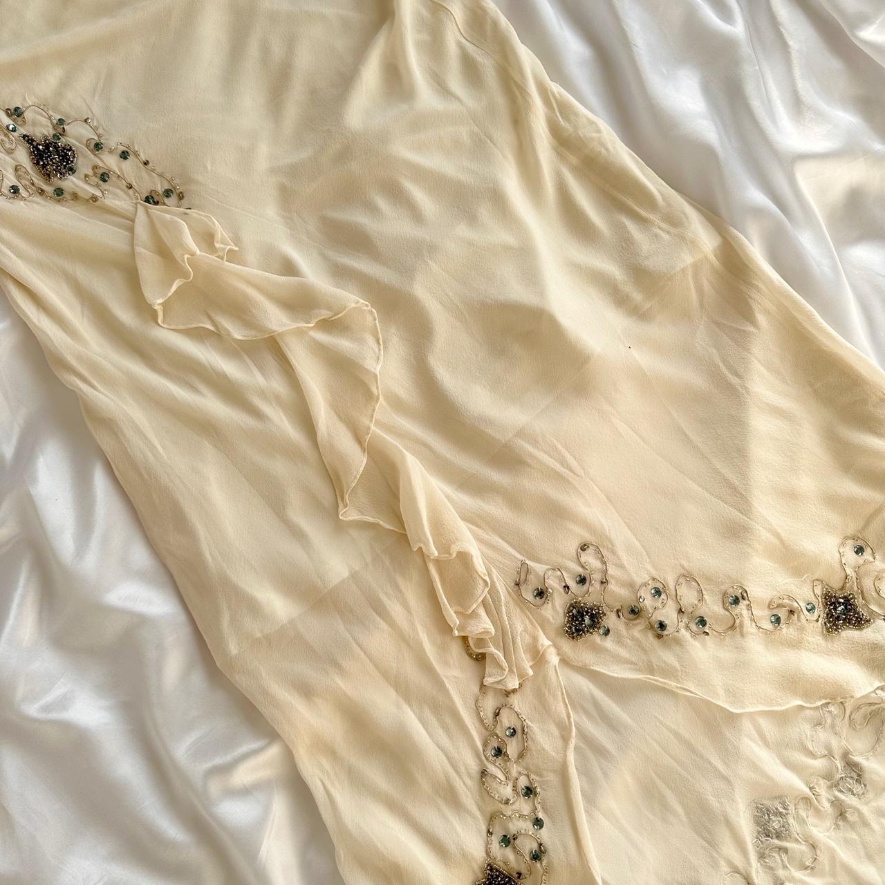 Ivory Shiny Fashion Elegant Beautiful Exquisite Gem Beaded Long Chiffon Ruffles Handmade Customized Ball Gown Evening Dress Party Dress Prom Dress gh3749