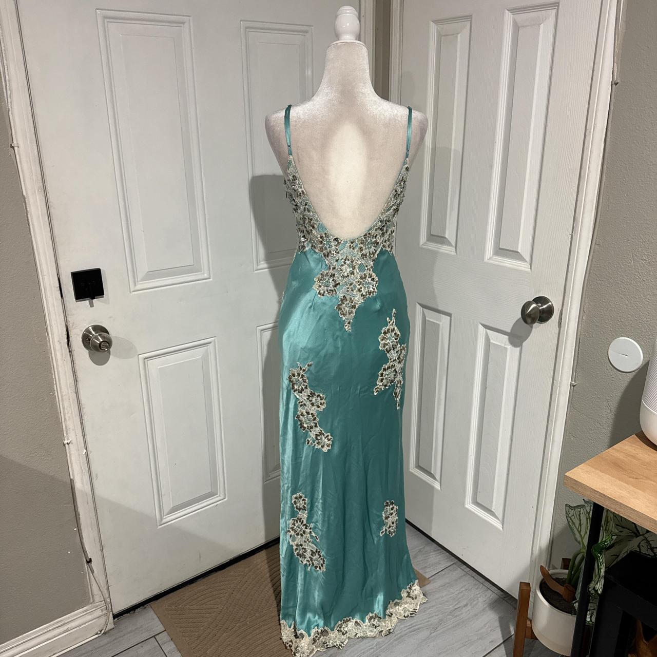 Mint Green Applique Lace Long Satin Prom Gown Evening Gown Graduation Dress gh4565