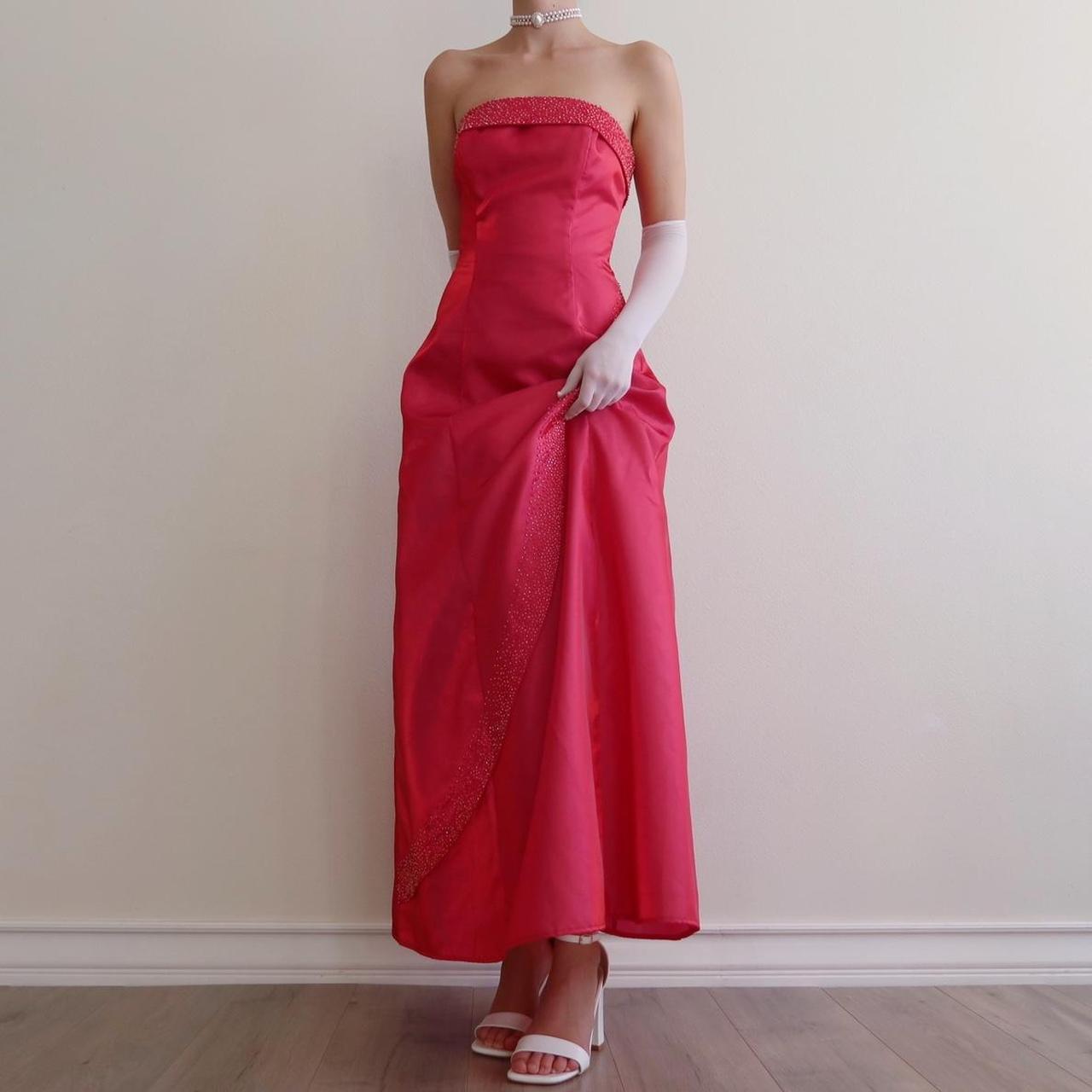 Dark Pink Rainbow Vintage Long Ball Gown Beaded Slim Princess Fantasy Satin Ball Trumpet Gown Evening Dress Party Dress gh4349