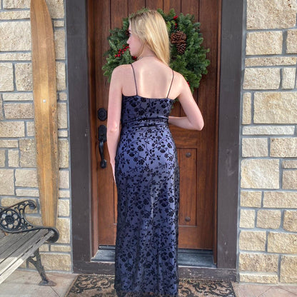 Purple Elegant Exquisite Floral Spaghetti Strap Long Chiffon Ball Gown Evening Dress Party Dress Prom Dress gh3739