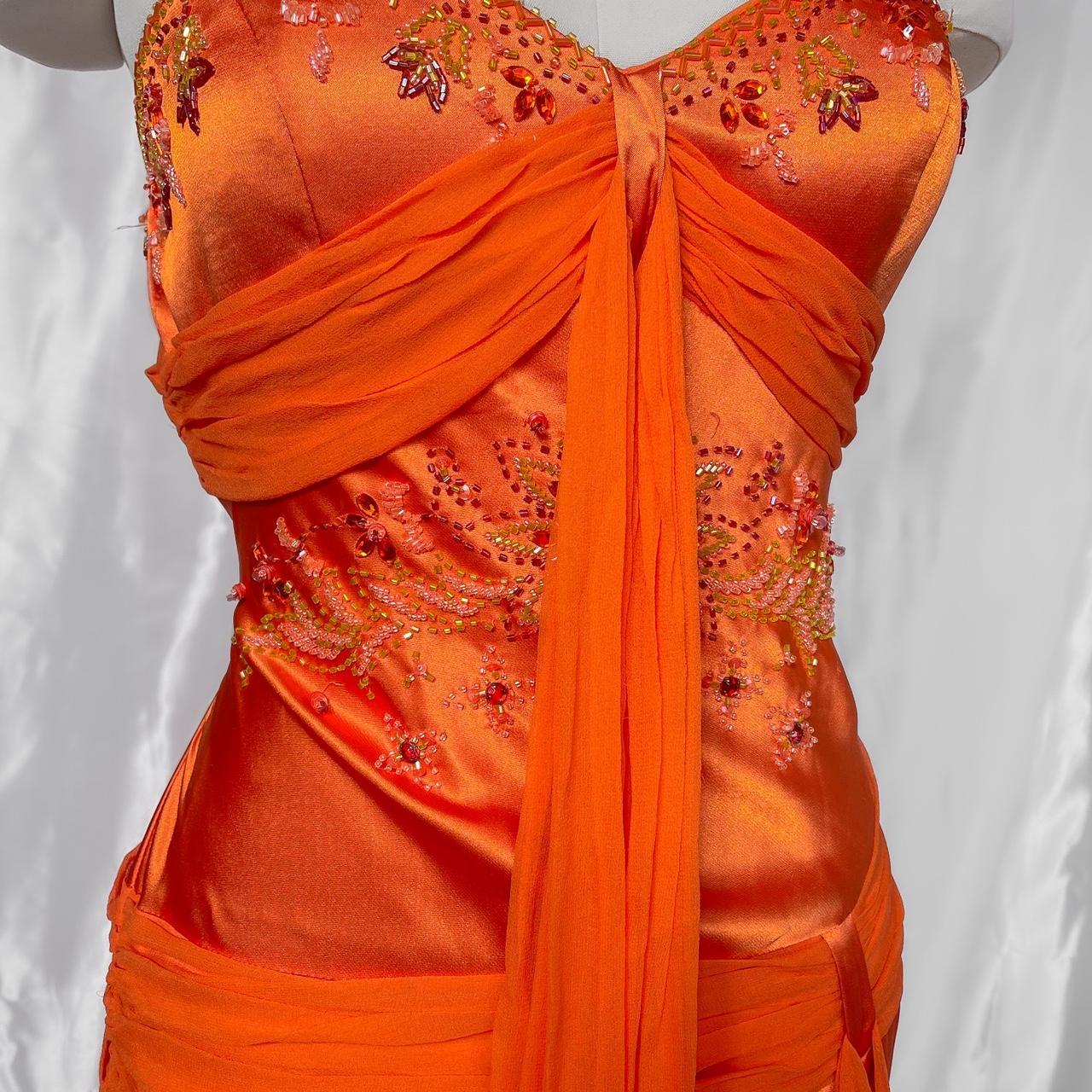 Orange Exquisite Beaded Long Satin Prom dress Evening Dress Party Dress gh5091