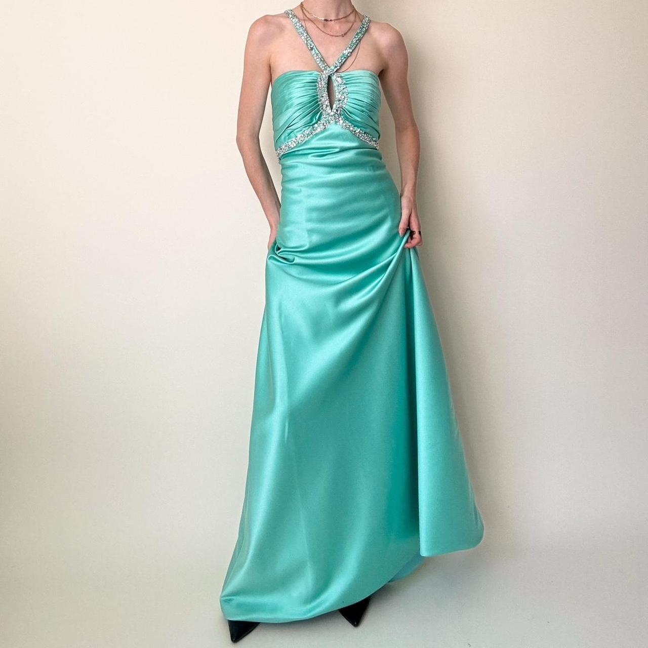 Tiffany blue rhinestone formal prom dress ball gown evening dress gh4591