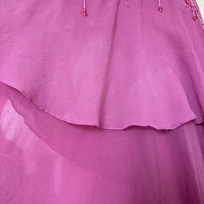 Pink gorgeous exquisite elegant beaded long chiffon ruffled ball gown, evening dress, party dress gh3513