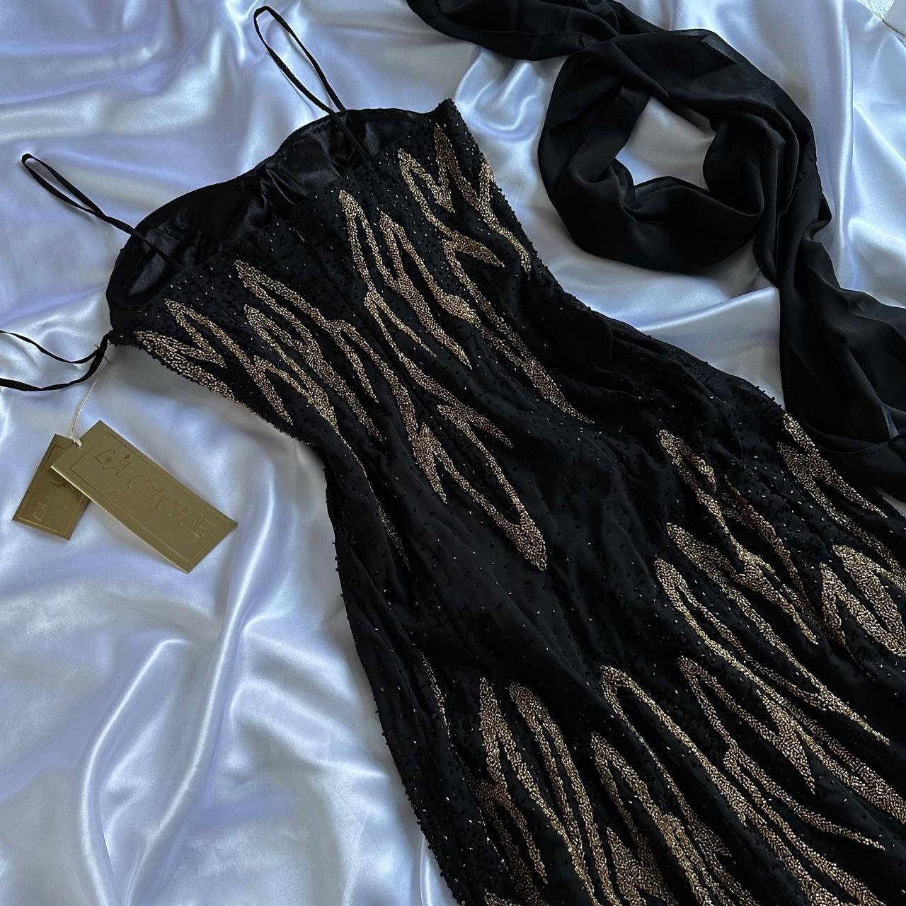 Black Gorgeous Delicate Gold Beaded Rhinestone Spaghetti Straps Long chiffon Ball Gown Evening Gown Party Dress Prom Gown gh3866