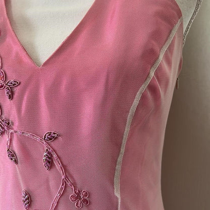 Pink Fashion Gradient Elegant V-neck Exquisite Floral Beading Backless Long Tulle Satin prom dress Evening Dress Party Dress gh3577