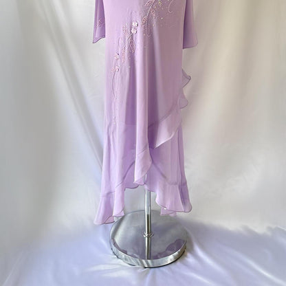 Purple Gorgeous Vintage Fashion Elegant Exquisite Floral Beading Spaghetti Strap Long Chiffon Ball Gown Evening Dress Birthday Party Dress Prom Dress gh3641