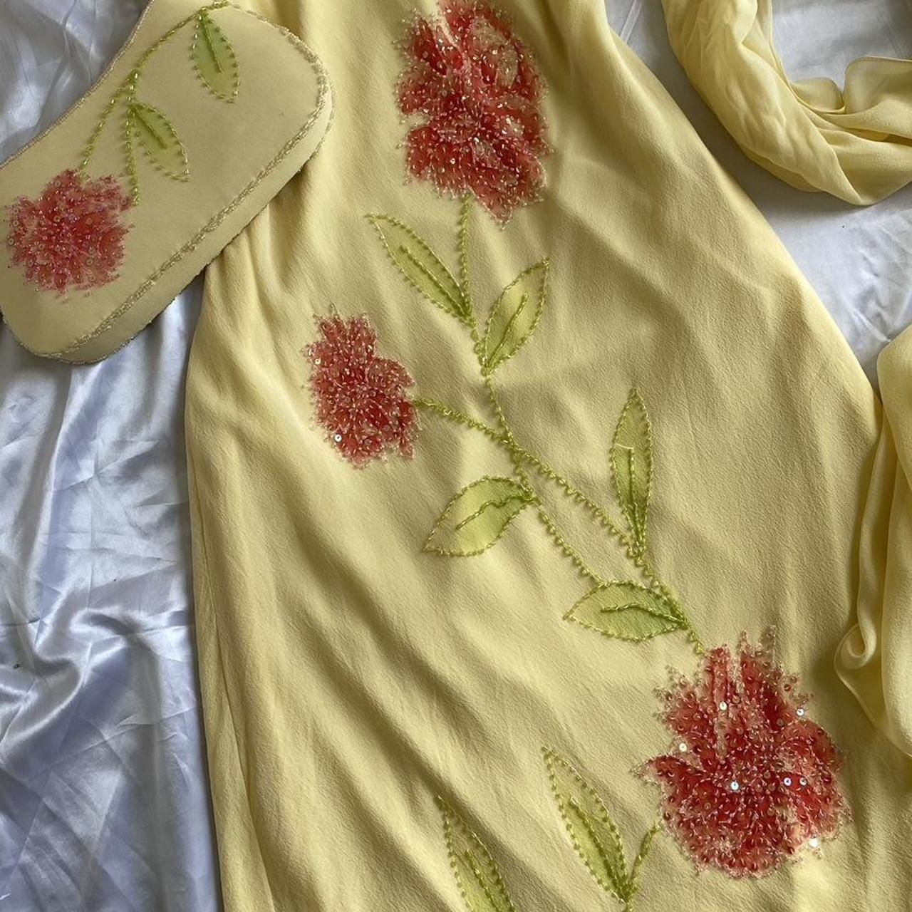 Yellow fashion halter floral beading long elegant chiffon ball gown evening dress gh3285