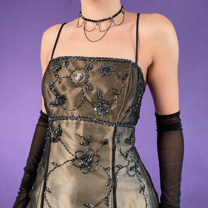 Golden Brown Delicate Beaded Long Tulle Elegant Ball Gown Evening Dress Formal Birthday Party Dress Prom Dress gh3614