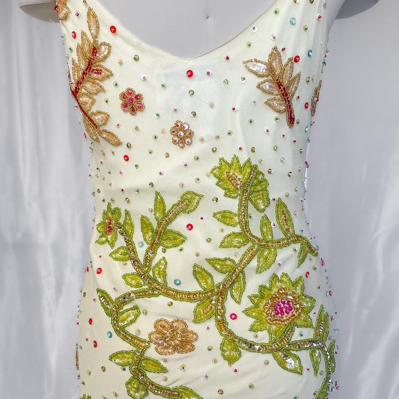 White gorgeous exquisite colorful floral beaded long chiffon Prom dress evening dress party dress gh5094