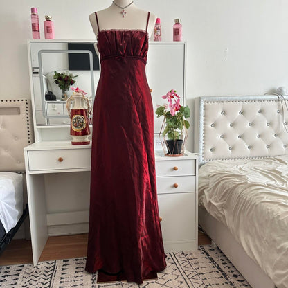 Burgundy Vintage Shiny Fashion Stunning Elegant Long Chiffon Tulle Cute Sweet Prom Dress Evening Gown Birthday Party Dress Prom Dress Graduation Dress gh3886