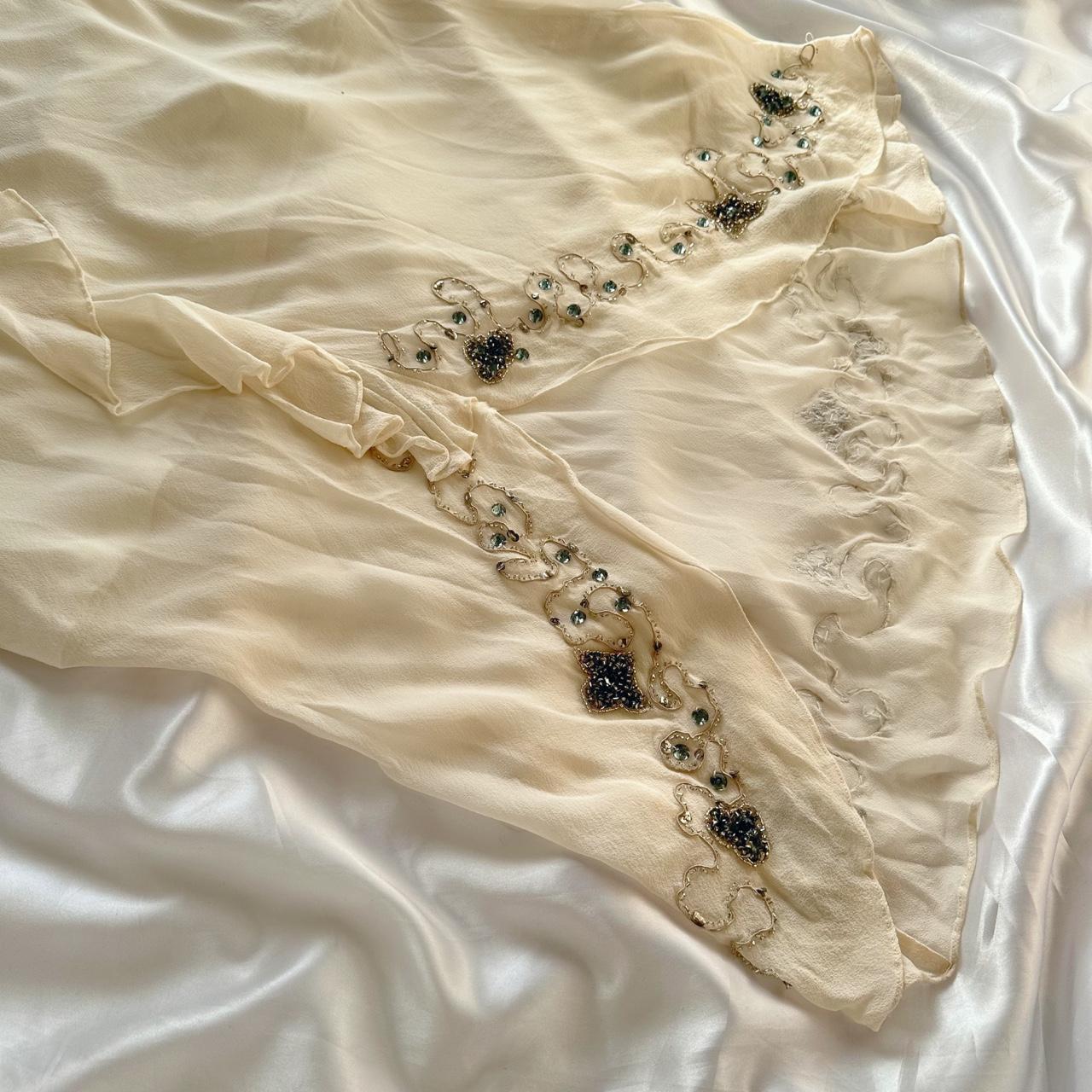 Ivory Shiny Fashion Elegant Beautiful Exquisite Gem Beaded Long Chiffon Ruffles Handmade Customized Ball Gown Evening Dress Party Dress Prom Dress gh3749