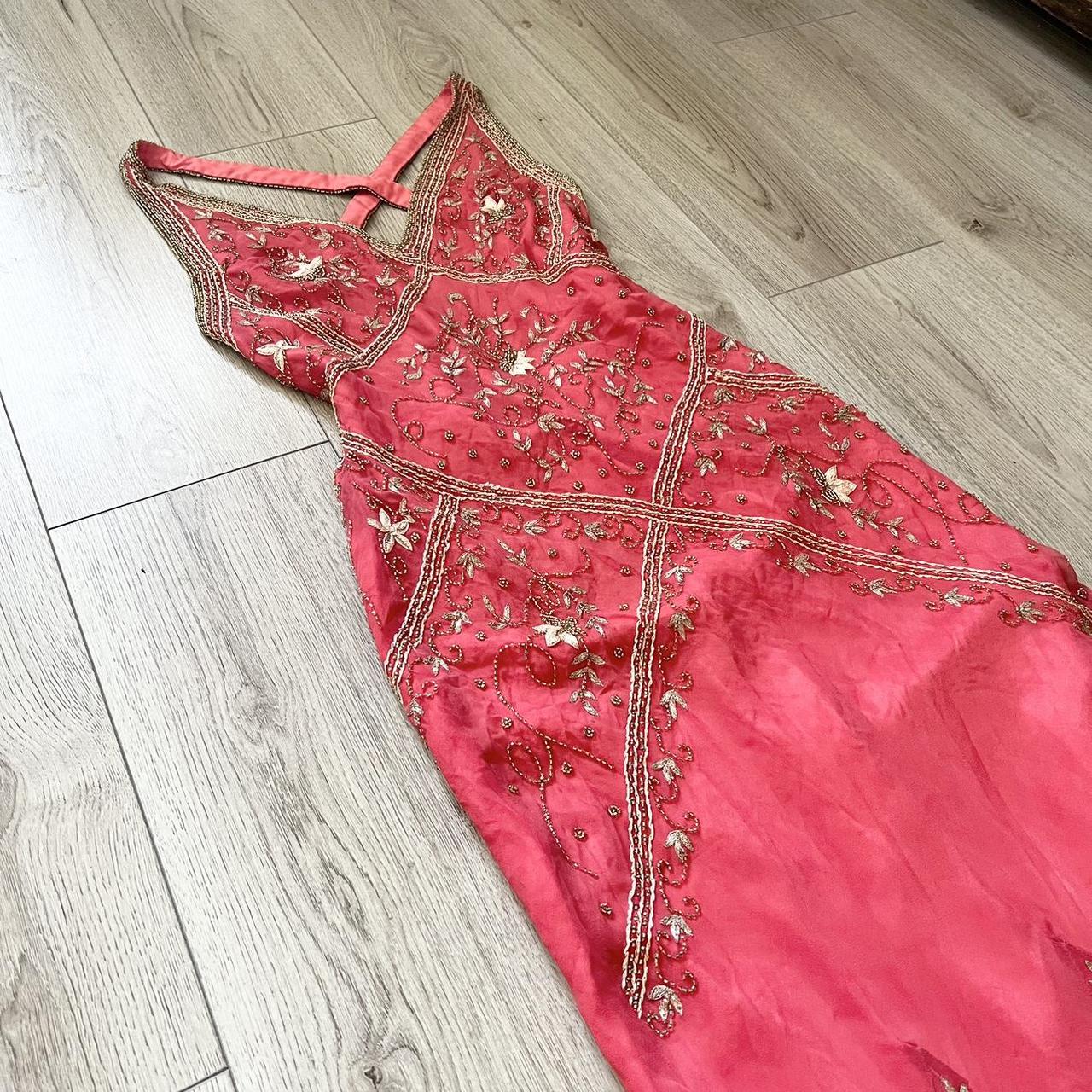 Pink Stunning Vintage Flowing Elegant Delicate Beaded Open Back Long Floor Length Mermaid Style Skirt Satin Ball Gown Evening Gown Birthday Party Gown Prom Gown gh3835