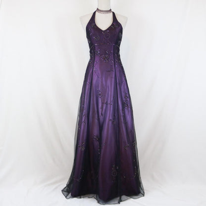 Purple Vintage Fashion Ombre Beaded Empire Waist Halter Long Elegant Prom Gown Evening Gown Party Dress gh3603