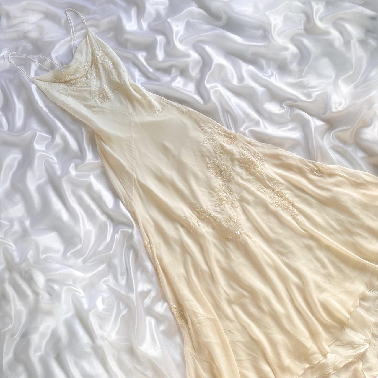 Ivory shiny fashion classy pretty exquisite beaded long chiffon floor-length handmade custom ball gown evening dress party dress prom dress gh3549