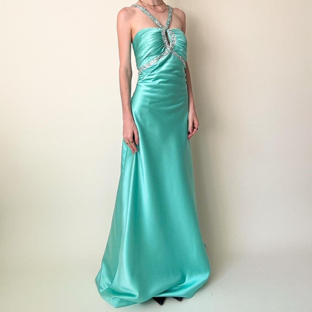 Tiffany blue rhinestone formal prom dress ball gown evening dress gh4591