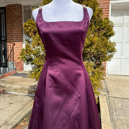 Dark Purple Vintage Fashion Stunning Elegant Sophisticated Long Satin Formal Prom Dress Evening Gown Birthday Party Dress Prom Dress Graduation Gown gh3888