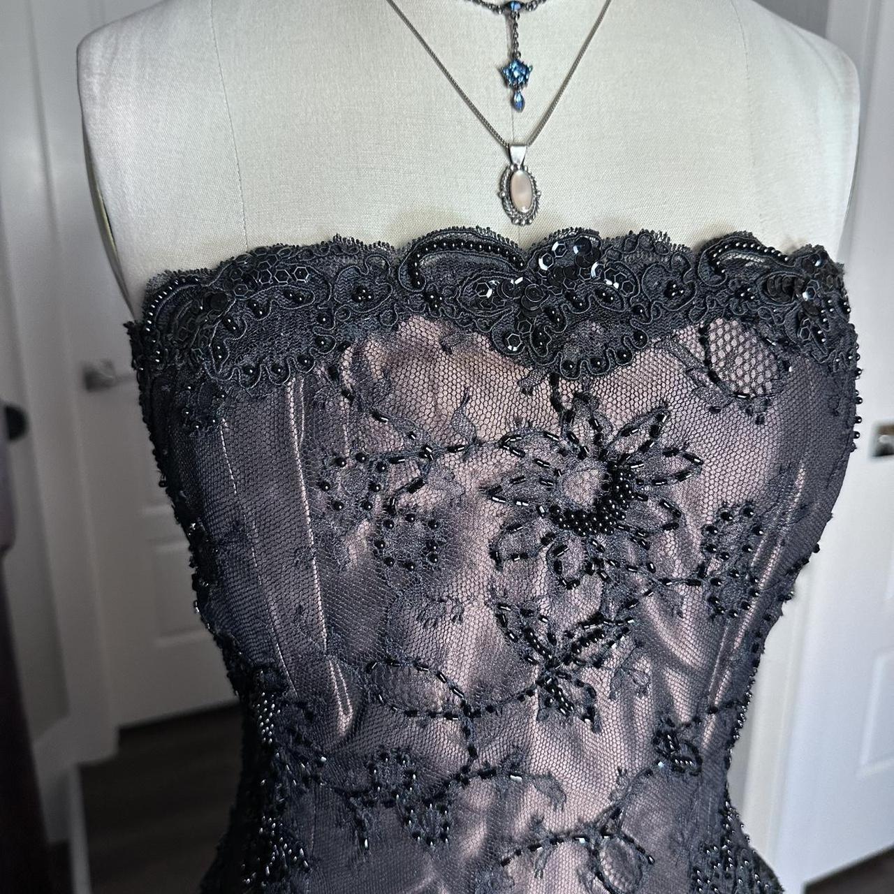 Black Brown Vintage Fashion Stunning Elegant ExquisiteLace Beaded Long Satin Formal Prom Dress Evening Dress Birthday Party Dress Ball Gown Graduation Dress gh3911