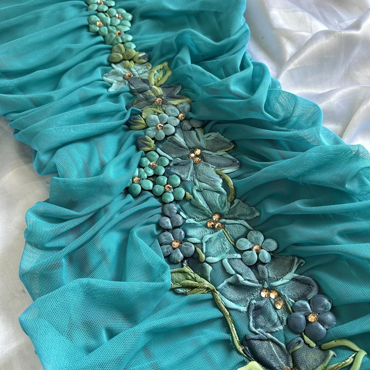 Turquoise Stunning Vintage Gorgeous Exquisite Floral Beaded Straps Long Chiffon Ball Gown Evening Dress Party Dress Prom Dress gh3867