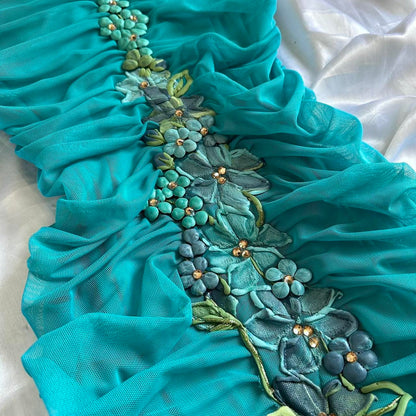 Turquoise Stunning Vintage Gorgeous Exquisite Floral Beaded Straps Long Chiffon Ball Gown Evening Dress Party Dress Prom Dress gh3867