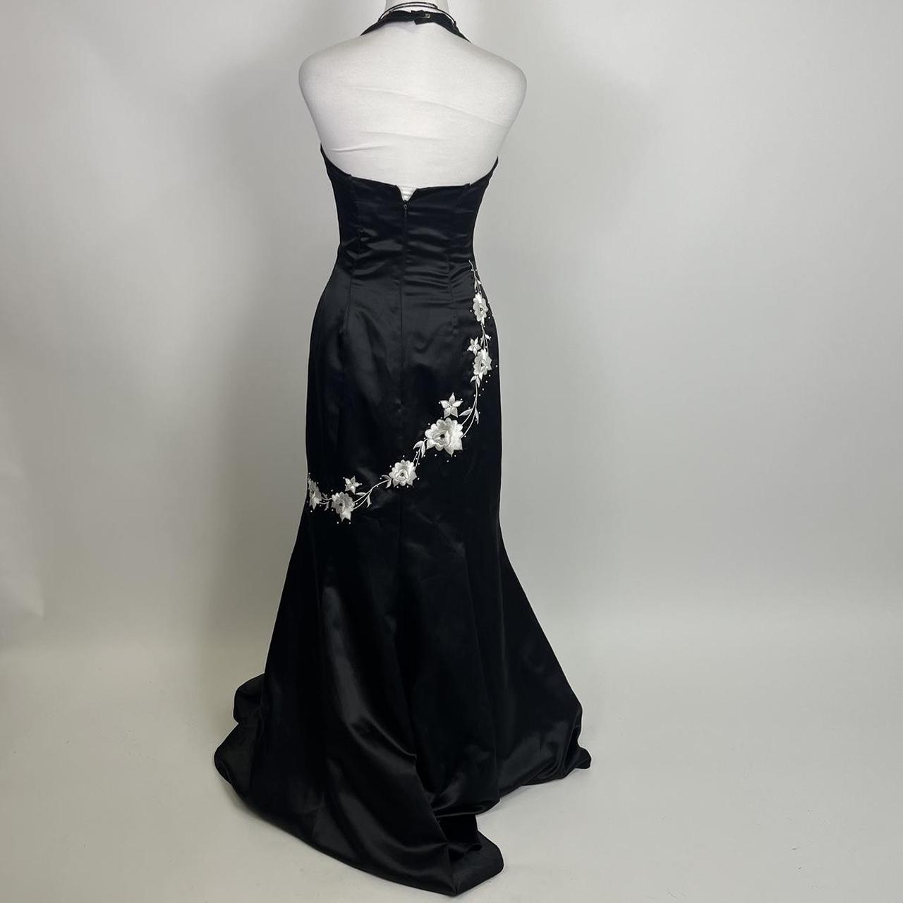 Black and white beautiful elegant fashion exquisite floral spaghetti straps long satin prom dress floor-length ball gown evening dress party dress gh3541