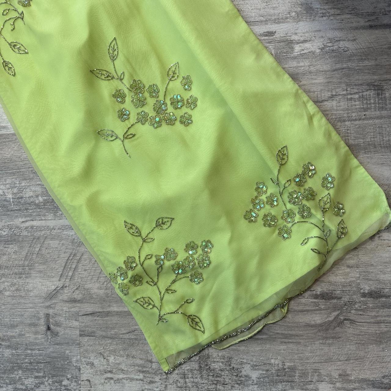 Light Green Vintage Stunning Exquisite Silver Floral Beaded Women's Long Chiffon Evening Dress Party Dress Prom Dress gh4285