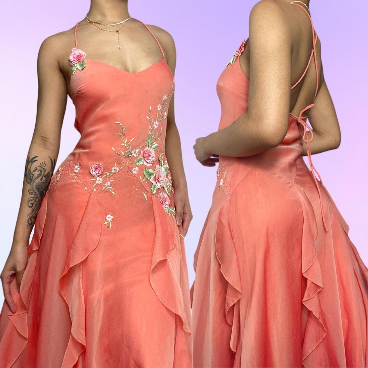 Orange Fashion Long/Short Ruffle Floral Embroidery Beaded Homecoming Dress Prom Dress Party Dress gh4676
